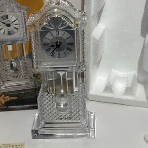 Crystal Legends By Godinger Clear Crown Grandfather‎ Shelf Clock OS